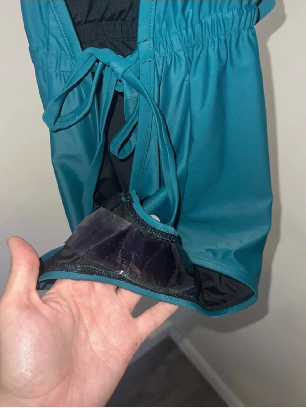 Coastal Blue Women's Swimwear Deep V Ruffle Front One Piece Swimsuit Teal XS NWT